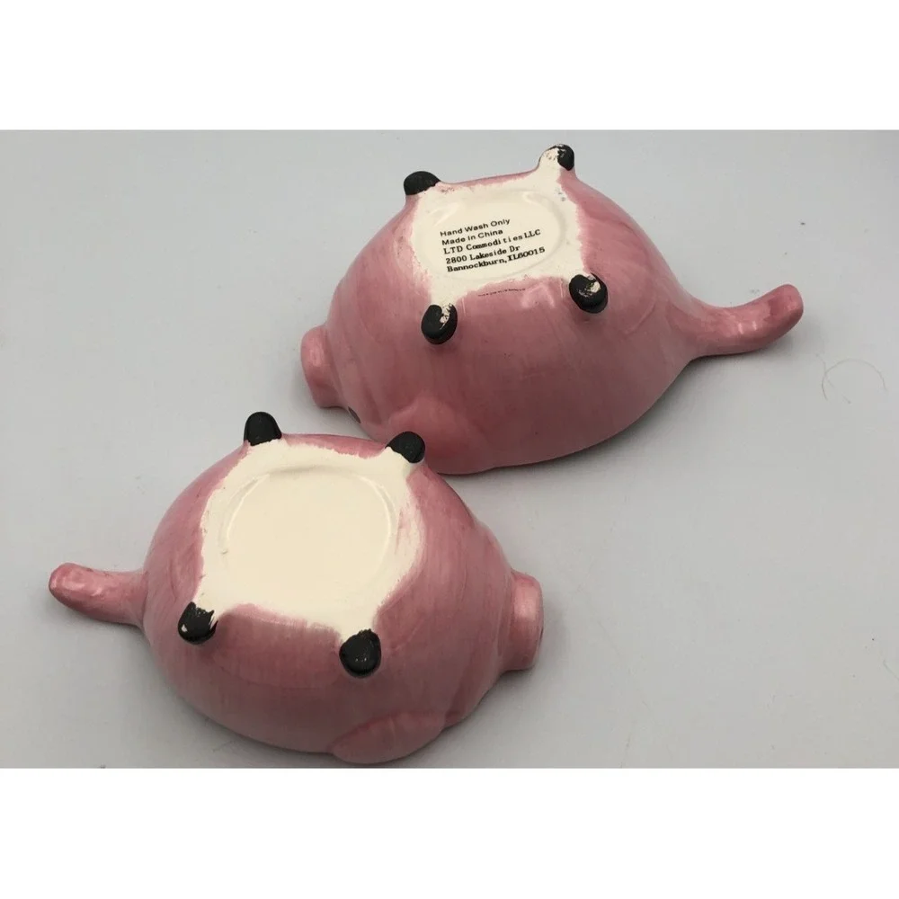 2 Nesting Stacking Pig Measuring Bowls 1 Cup, 1.5 Cup Replacement Pink Ceramic
